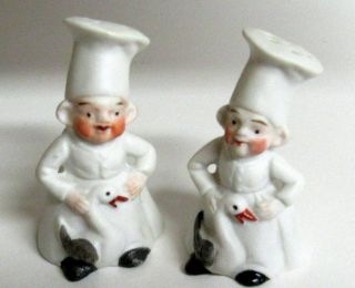 Vintage Ceramic Chef Salt & Pepper Shakers Chefs Cooks