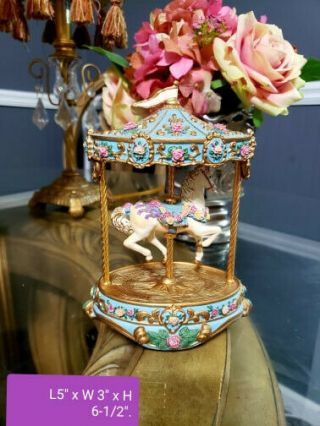The Carousel Rose Musical Sculpture Hand Painted - Limited Edition No.  A3713
