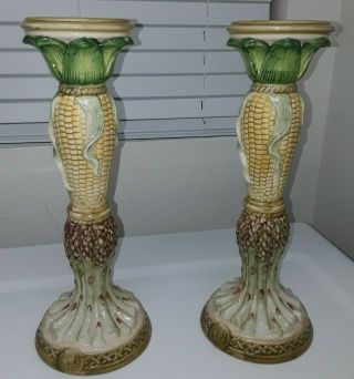 Pair (2) Fitz And Floyd Giardino Candle Holders