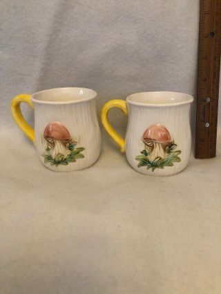 2 Vintage Sears Roebuck & Co.  Merry Mushroom Mug Embossed Coffee Cup 1978 2