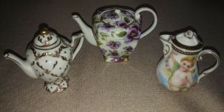 Set Of 3 Ceramic Mini Tea Pots