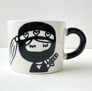 Aiwa Co Ltd - Ninja Girl 12 Oz Coffee Tea Mug Cup Japan Black And White Hearts
