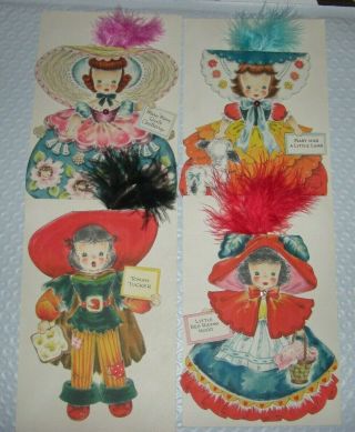 4 Hallmark Doll Cards 1947 Make Believe Series 3,  4,  5,  7
