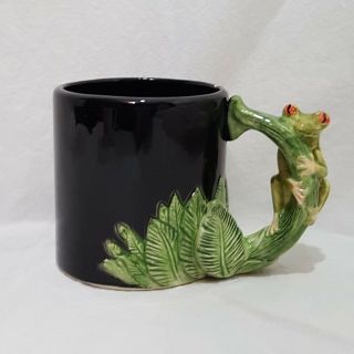 Tree Frog Coffee Mug 14 Oz Cup Ceramic Bergschrund Seattle 1991 Green Black