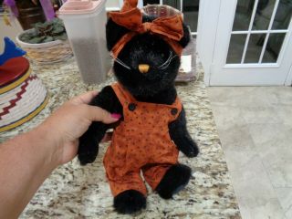Boyds Bear Cat Kitty Black Halloween Orange Jumpsuit