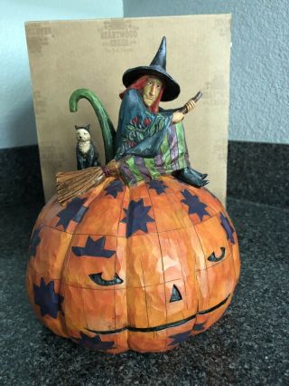 Jim Shore Heartwood Creek Witch On Pumpkin “An Eerie Eve Awaits” 2