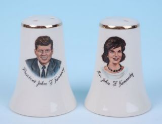 Vintage President Kennedy Portrait Salt & Pepper Shakers Pot Jackie Jfk John