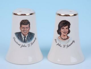 Vintage President Kennedy Portrait Salt & Pepper Shakers Pot Jackie JFK John 5