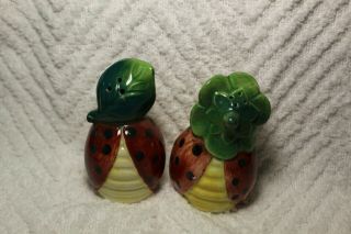 Vintage Anthropomorphic Ladybug Salt and Pepper Shakers - Japan 3