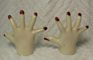 Vintage Hand With Red Painted Nails Salt And Pepper Shakers