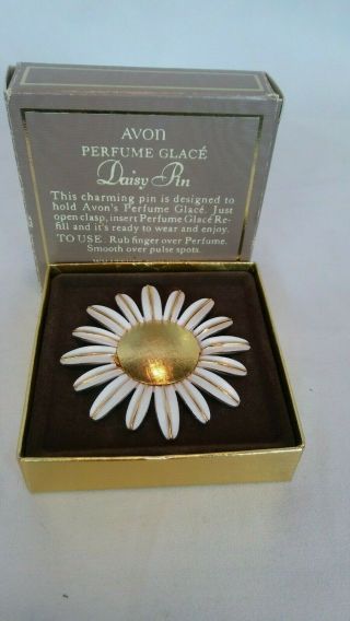 Vintage 2 - ½ " Avon Perfume Glace Daisy Locket Clasp Pin With Box