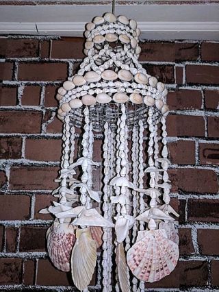 White Sea Shell Beach Summer Wind Chime Shells Approximately 24 In Long Decor