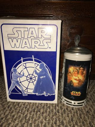 Star Wars 1997 Limited Edition Beer Stein Ceramic Pewter Lid