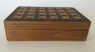 Vintage 1980 ' s Wood Hand Made/Carved Jewelry Trinket Box C1 2