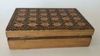Vintage 1980 ' s Wood Hand Made/Carved Jewelry Trinket Box C1 4