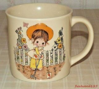 Vintage Otagiri Girl In Garden Coffee Cup Mug Gibson Greeting Card Designs Japan