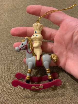 Vintage Pillsbury Doughboy On A Rocking Horse Christmas Tree Ornament (mf)