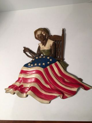 Vintage 1970 Sexton Betsy Ross Metal Wall Hanging 14” X 15”
