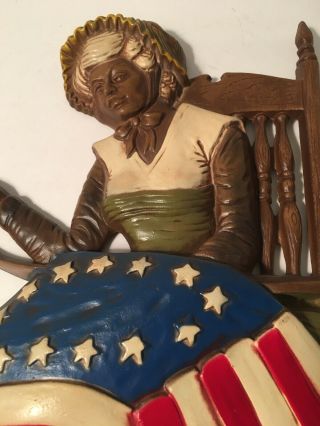 Vintage 1970 Sexton Betsy Ross Metal Wall Hanging 14” X 15” 2
