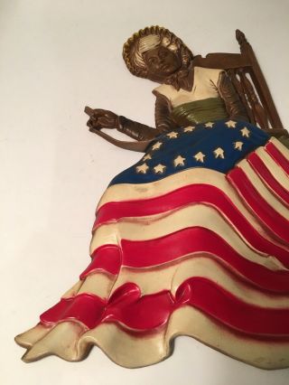 Vintage 1970 Sexton Betsy Ross Metal Wall Hanging 14” X 15” 3