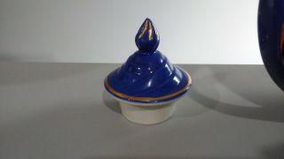 Vintage Cobalt Blue Hall Aladdin Genie Bottle Teapot Gold Tea Pot Swirl 5
