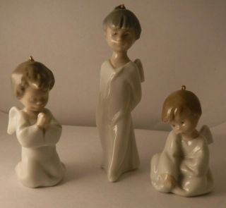 Lladro 1604 Set 3 Angel Figurines Christmas Ornaments
