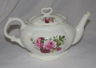 EUC Fine Porcelain Tea Pot Roses Made In England 30 - 32 Oz 4