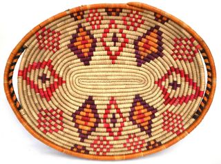 Exceptionally Pretty Vintage African Coiled Basket Tray - Large (20 ") Oblong