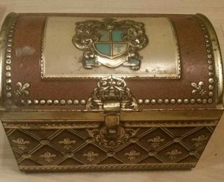 Vintage Metal Wood Lined Jewelry Box Made In Western Germany