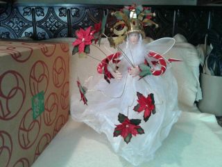 Dept 56 Christmas Krinkles Poinsettia Fairy Queen Tree Topper Patience Prudence