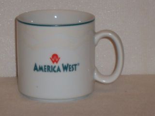 Vintage America West Airlines Mug Cup Teal Ceramic