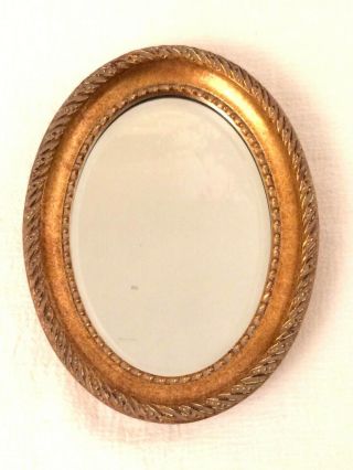 Small Oval Gold Tone Vintage Hollywood Regency Mirror Bevel Glass 8x6 " Mexico