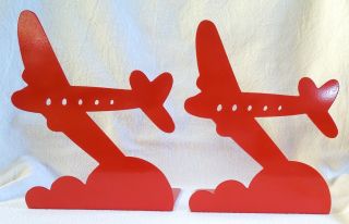 Vintage Airplane Plane Book Ends Candy Apple Red 1976 Moxie Randall Schwartz