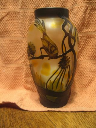 Cameo Glass Vase Art Nouveau Style 7 1/2 "