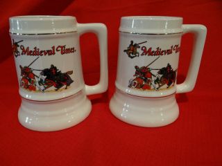 Medieval Times Dinner & Tournament Official 2 Theater Mug Steins 6 Inches Tall