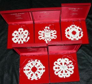 Set Of 5 Longaberger Collectors Club Snow Days Ornaments 2000 - 2004 Mib