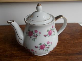 Ceramic Electric Tea Pot Retro Vintage Rose With Gold Handle Made In Japan