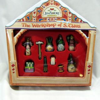 Jim Shore Miniature Ornament Set The Workshop Of S.  Claus Santa 
