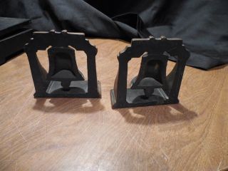 Vintage Cast Iron Metal Liberty Bell Bookends with Copper Bronze Finish 2