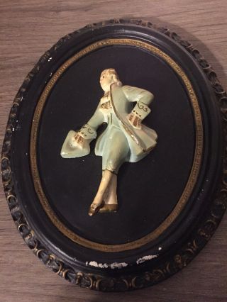 Unique 1800’s Victorian Chalk Oval Heavy 3d Wall Plaque Art Framed