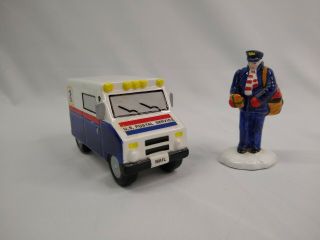 Dept 56 Snow Village Special Delivery 51489 Set Of 2 Usps Mailman And Truck