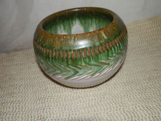 Vintage,  Ceramic,  Drip Glazed,  Green & White,  Planters Pot