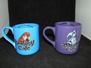 2 RAINFOREST CAFE Parrot Rio and Elephant Tuki Coffee Tea Mug Mugs 2