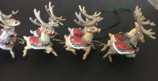 Hallmark Keepsake Ornaments 1992 Santa and His Reindeer 5 Piece Set Boxes Incl. 3