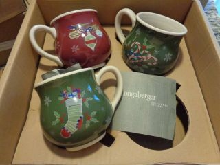 Longaberger All The Trimmings Stocking Candy Cane Mug Coffee Cup