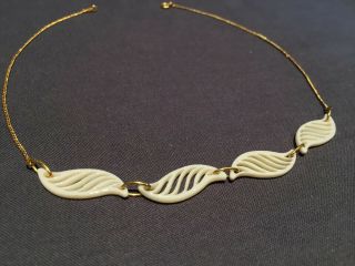 Lenox China Jewelry 14k - Gf 15 " Necklace W/lace Swirl Filigree Porcelain,
