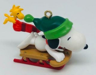 2005 Winter Fun With Snoopy Hallmark Ornament Miniature 8 Peanuts Sledding