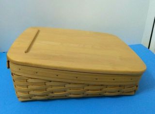 Large Longaberger Handmade Basket With Lid & Liner 1999