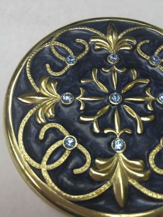 PARTYLITE Travel Candle Gold Brass Compact - Blue Enamel Decorated With Jewels 2
