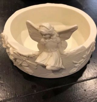 Partylite Spring Song Fairy Candle Holder Ivory Porcelain Bisque 7.  5” Wide